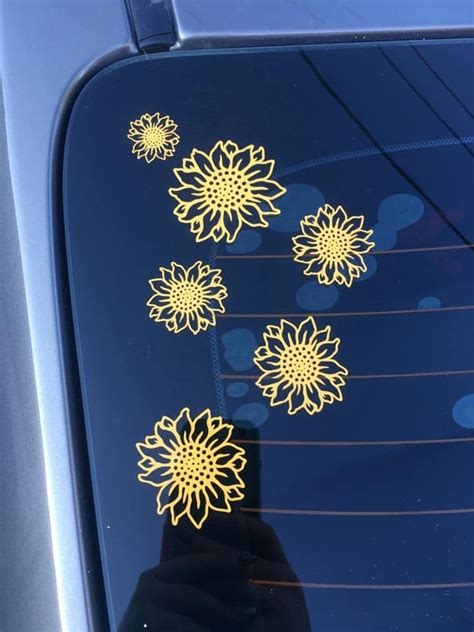 Sunflower Vinyl Car Decal Sunflower Décor Ts Cute Sticker Etsy