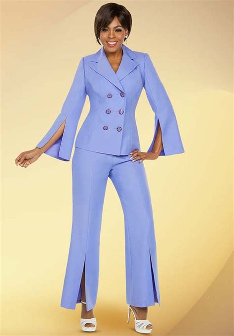 Ben Marc Executive 11771 Ladies Double Breasted Pant Suit With Split