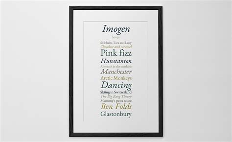 Personalised Favourite Things Print Poster Or Canvas Posterhaste