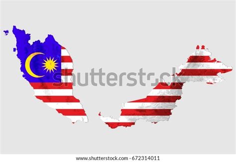 Malaysia Flag Map Stock Vector Royalty Free 672314011