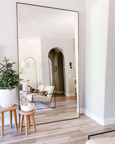 Linnea Floor Mirror In Brass—arhaus Big Mirror In Bedroom Home
