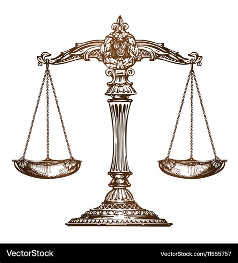 Scales Of Justice Vintage Sketch Royalty Free Vector Image