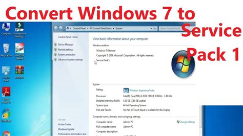How To Convert Windows 7 To Service Pack 1 Youtube