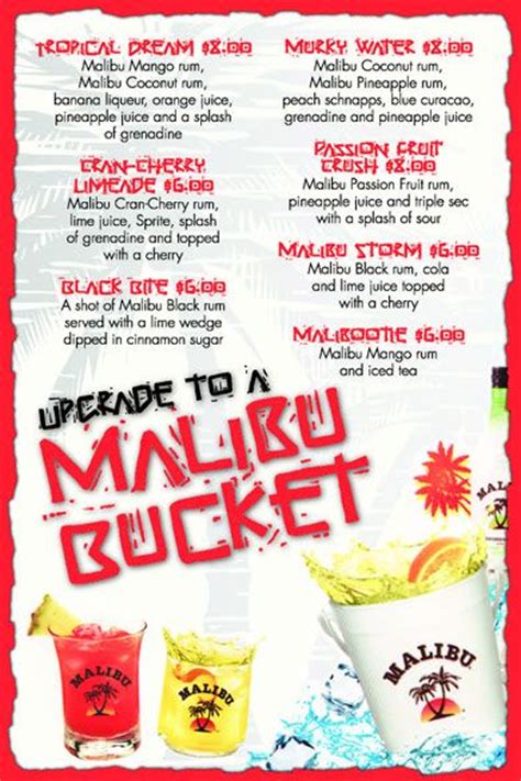 It's made with vodka, cranberry juice, and grapefruit juice. malibu buckets | Party drinks alcohol, Drinks alcohol recipes, Malibu rum