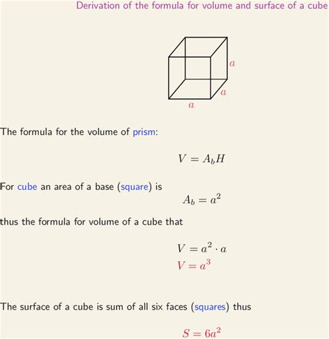 Cube surface area = 6 x 32. Derivation of Formula for Volume and Surface of a Cube