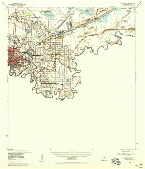 Fort Brown Texas 1955 1958 Usgs Old Topo Map Reprint 15x15 Tx Quad