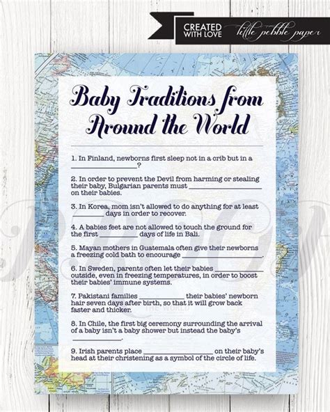 Baby Traditions Around The World Shower Game Printable Baby