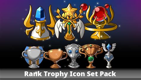 Rank Trophy Icon Set Pack Gamedev Market With Images