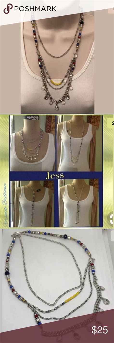 Premier Designs Jess Necklace Silver Blue Yellow Silver Necklaces
