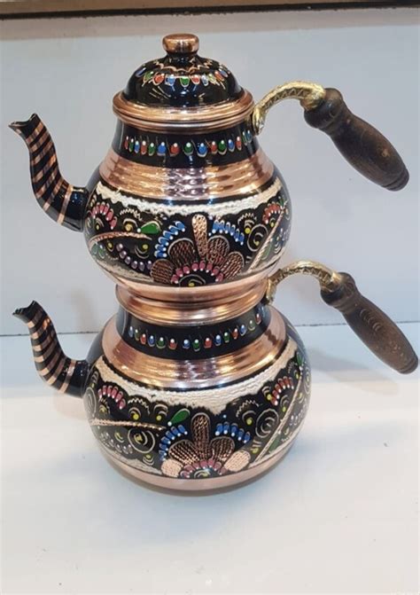 Handmade Authentic Copper Turkish Teapot Set Finely Etsy
