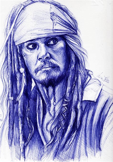 Jack Sparrow Pen Sketch By Bluecknight On Deviantart Animated Drawings Pen Sketch Ballpoint