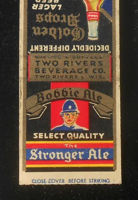 1930s Bobbie Ale Golden Drops Lager Beer Two Rivers Beverage Co Two