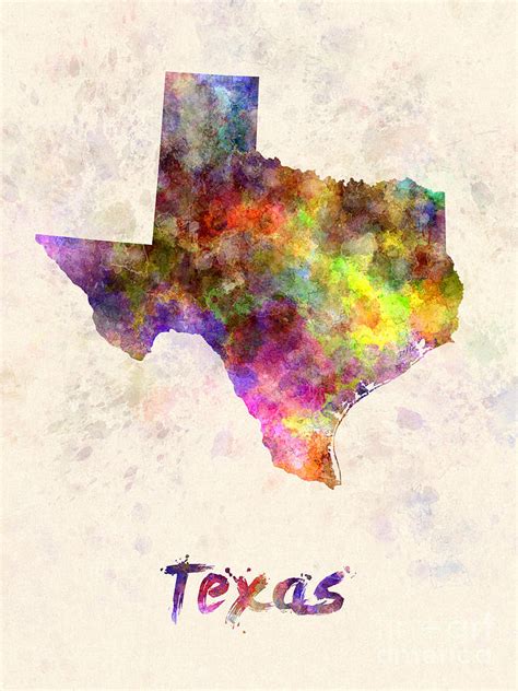 Texas Us State In Watercolor Painting By Pablo Romero