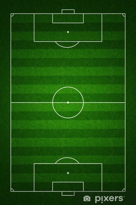 En fotbollsplan har inga bestämda exakta mått. Skåpdekor Fotboll eller fotbollsplan uppifrån med rätt ...