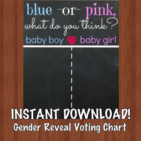 gender reveal voting chart instant download he or she