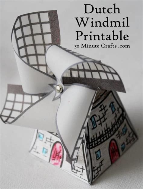 Papermau Hand Drawn Dutch Windmill Papercraft For Kids By 30 Minutes