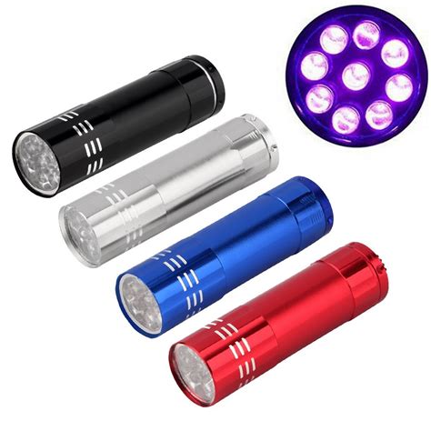 1pcs Personalized Mini Aluminium 9 Led Uv Flashlight Torch Ultra Violet