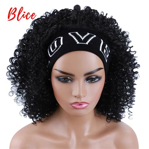 Blice Kinky Curly Headband Synthetic Hair Wigs 20 Inch For African