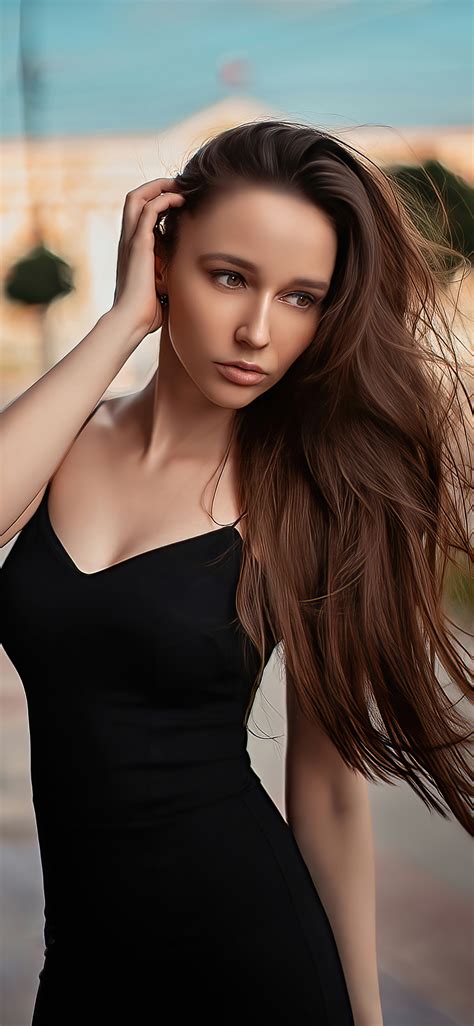 1125x2436 Girl Black Dress Hands In Hair 4k Iphone Xs Iphone 10 Iphone X Hd 4k Wallpapers