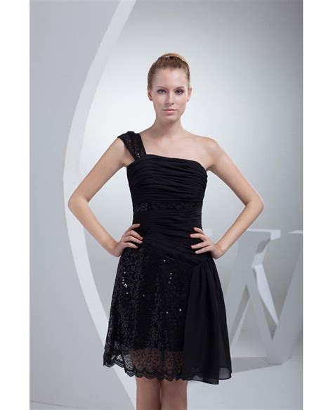 Little Black Lace One Strap Short Prom Dress Op4421 119