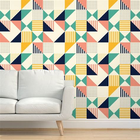 Geometric Pastel Wallpaper Ahoy Preppy By Everindie Bright Etsy