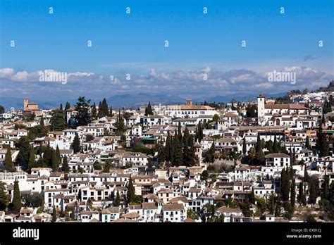 High Shot Of The Arab Quarter El Albaicin Of The Town Of Granada From