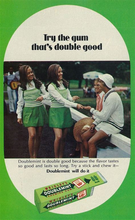 1973 Ad Wrigleys Doublemint Chewing Gum Pretty Brunette Twin Teens