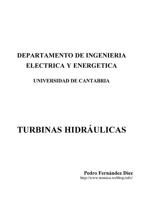 Turbinas Hidraulicas DEPARTAMENTO DE INGENIERIA ELECTRICA Y