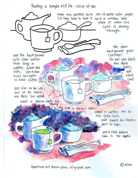 I used faber castel crayons and tissue to mix. Easy Lesson For Painting A Simple Still Life, Cup of Tea ...