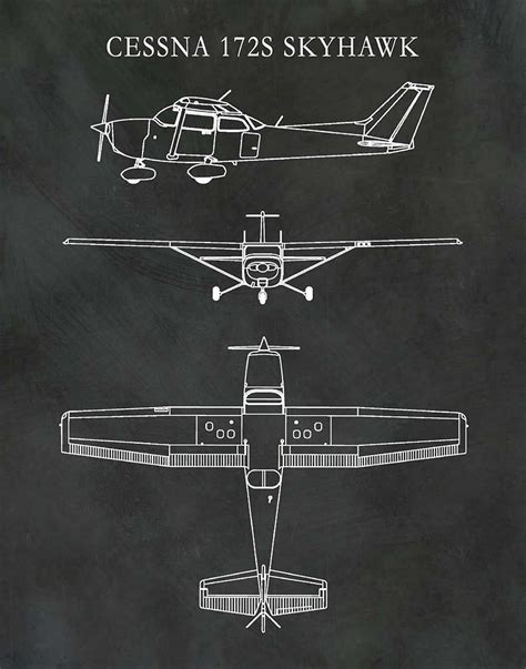 Cessna 172 Skyhawk Drawing Airplane Art Print Poster Etsy Artofit