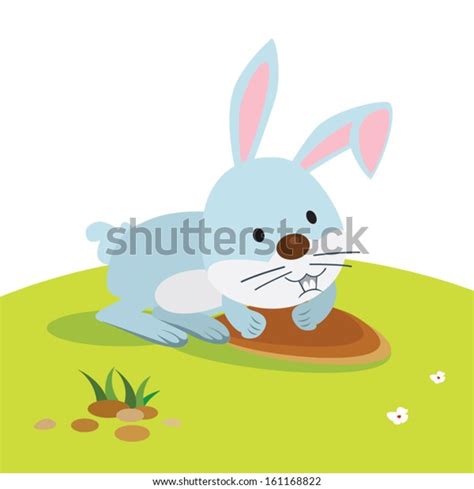 Rabbit Digging Hole Vector Illustration Rabbit Stock Vector Royalty