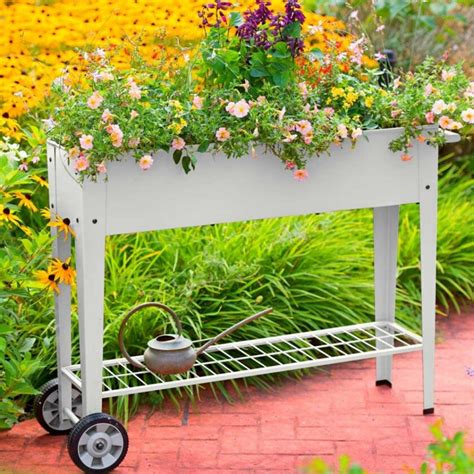 Galvanized steel can also be used as sides as alamodestuff shows you. THE BEST PORTABLE RAISED GARDEN BEDS ON WHEELS - Bed Gardening