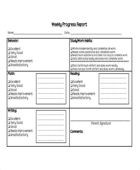 Student Progress Report Template 5 Professional Templates