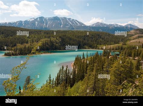 Emerald Lake In Between Carcross And Whitehorse Yukon Canada Stock