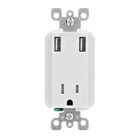 Leviton 15 Amp Decora Tamper Resistant Combination Outlet And Usb