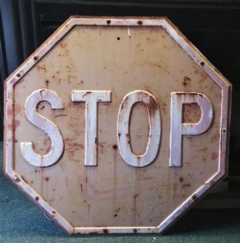 Vintage Large Embossed Steel Stop Signcool Vintage Large