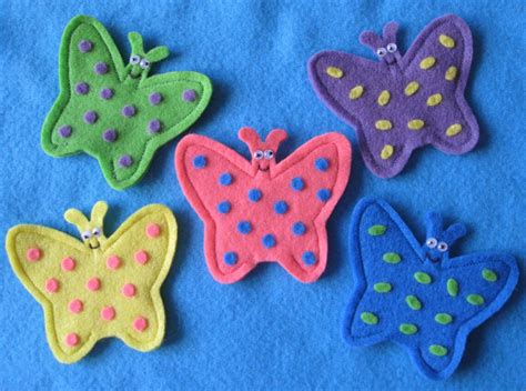 5 Little Butterflies Finger Puppets With Rhyme Etsy