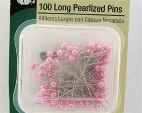 Dritz 100 Long Pearlized Straight Pins Pink Pearl Heads 15 Etsy