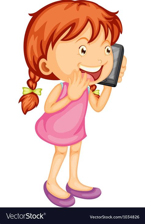 A Girl Talking On Mobile Vector Image On Vectorstock In 2020 Girl