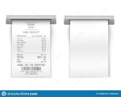 Download Sales Printed Receipt, Shopping Paper Bill Atm Vector Mockup Stock Vector - Illustration of ...