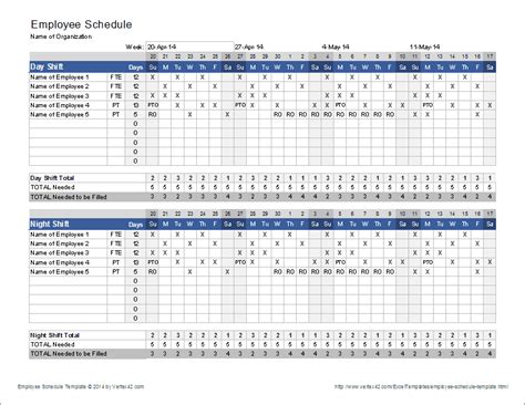 Employee Schedule Template Shift Scheduler