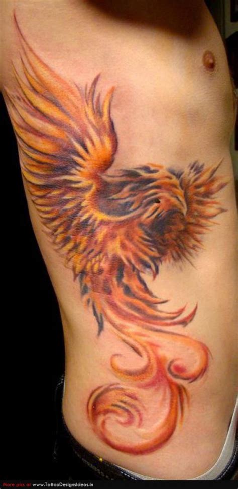 Tattoo Design Of Red Fiery Phoenix Tattoos For Mens Rib Tattoomagz