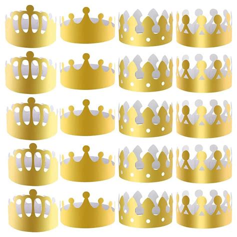 Buy Coronation Decorative 2023 Hats 20 Pieces Gold Paper Crowns For