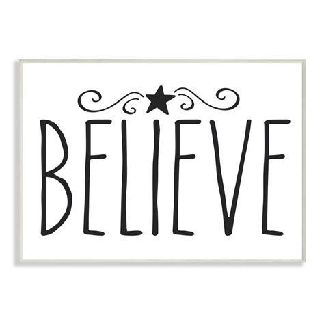 Stupell Industries Believe Christmas Holiday Black And White Word