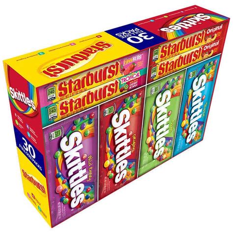 skittles and starburst chewy candy variety pack full size 30 count skittles chewy candy