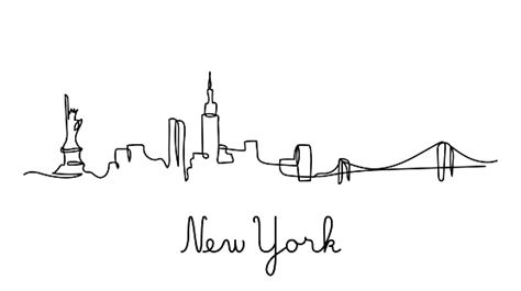 One Line Style New York City Skyline Stock Illustration Download