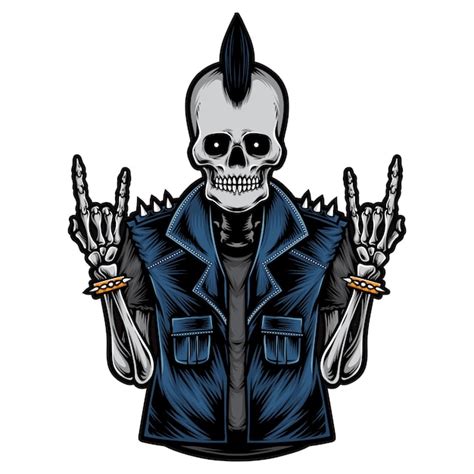 Premium Vector Punk Rock Skull Character