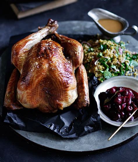 Roast Turkey With Sour Cherry Stuffing And Pickled Cherries Recipe