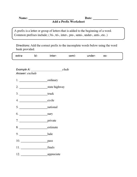 44 Prefixes Worksheet 2nd Grade Images