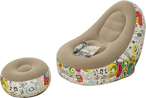Pohove Inflatable Lounge Chair With Ottoman Inflatable Lazy Sofa Couch With Foot Stool Blow Up